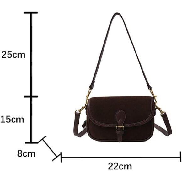 Suede Shoulder Bag Small Tote Crossbody Purse Women Retro Clutch Handbag - Picture 7 of 7